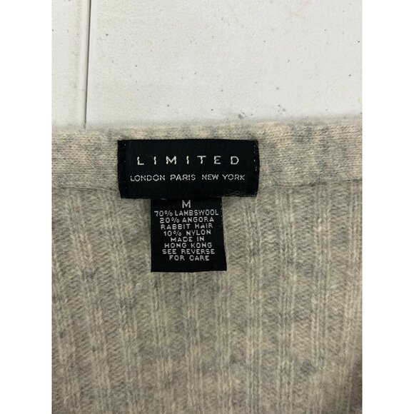 Limited Womens  Cardigan Sweater V-neck  Size M Lambswool & Angora Blend Gray - Picture 9 of 10